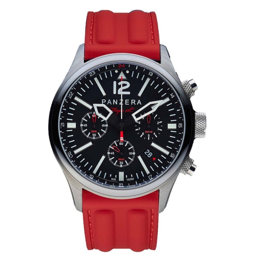 Panzera Panzera | Flieger 46 Chronograph Steel Red