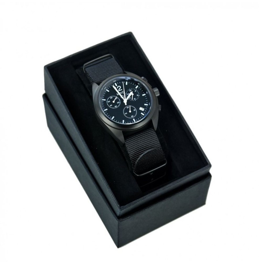 Mwc MWC | Hybrid Mechanical Quartz Black Pilot Chronograph