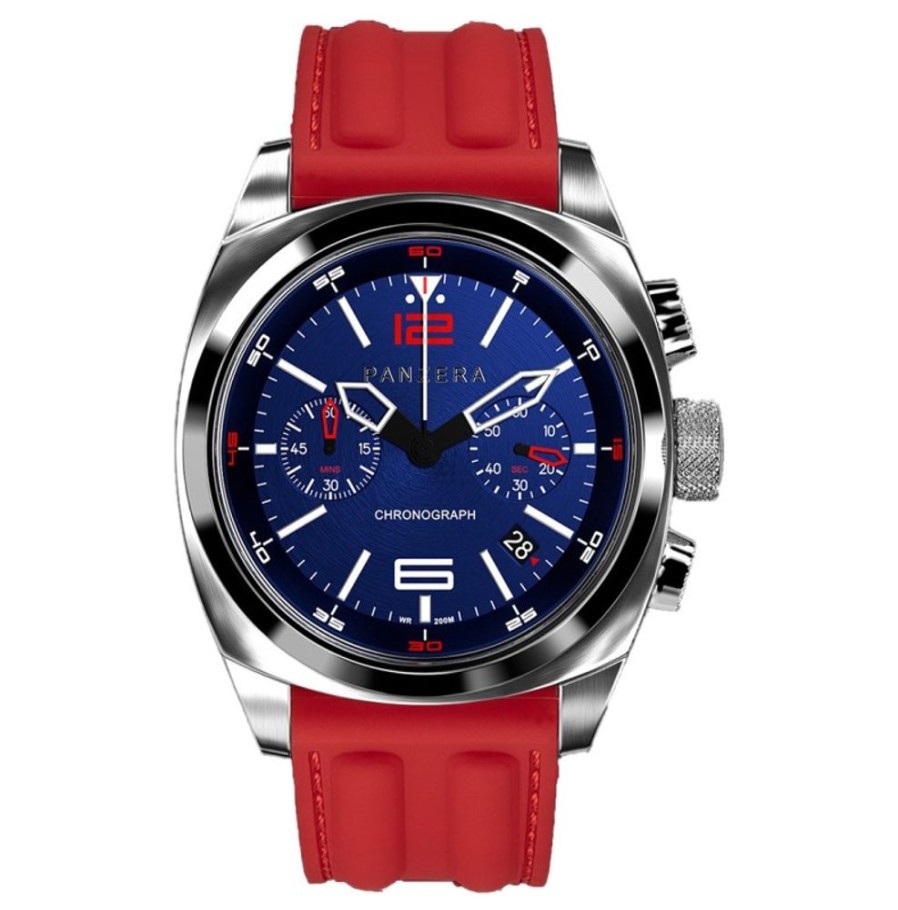 Panzera Panzera | Aquamarine Quartz Chrono Red Blue Silicon